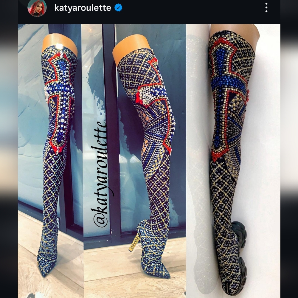 Elegant Multicolor Over-the-Knee Heels